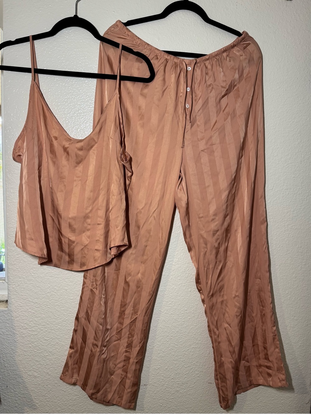 Women’s Two-Piece Satin Strip Sleep Set - Blush